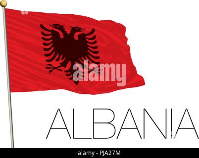 Albania flag on the white background Stock Vector