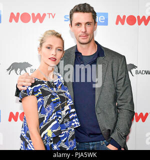 Teresa Palmer and Matthew Goode arriving at the premiere of A Discovery Of Witches at Cineword in Cardiff. Stock Photo