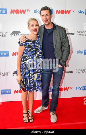 Teresa Palmer and Matthew Goode arriving at the premiere of A Discovery Of Witches at Cineword in Cardiff. Stock Photo