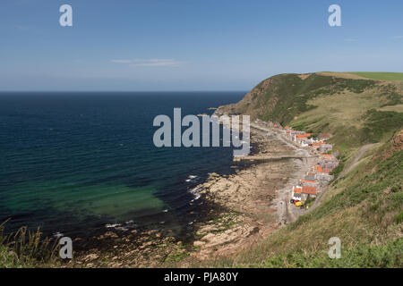 The village of Crovie, Aberdeenshire, Scotland, UK. taken from the surrounding cliff top. Stock Photo