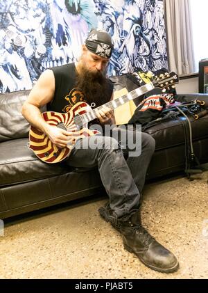 Toronto, Ontario, Canada. 4th Sep, 2018. Metal guitarist, singer and songwriter ZAKK WYLDE warming up before Ozzy Osbourne show at Budweiser Stage in Toronto during 'No More Tours 2' tour. Credit: Igor Vidyashev/ZUMA Wire/Alamy Live News Stock Photo