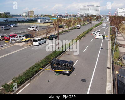 Suminoe-ku, Osaka city, Japan. 5th Sep, 2018. Debris is seen in Osaka on September 5, 2018, a day after powerful Typhoon Jebi hit western Japan. Credit: AFLO/Alamy Live News Stock Photo