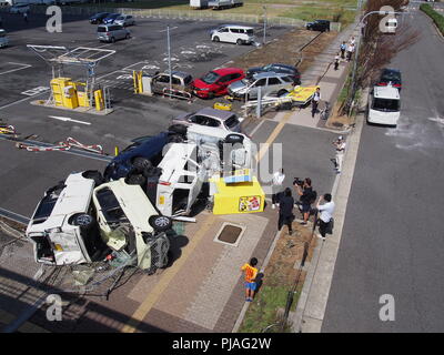 Suminoe-ku, Osaka city, Japan. 5th Sep, 2018. Debris is seen in Osaka on September 5, 2018, a day after powerful Typhoon Jebi hit western Japan. Credit: AFLO/Alamy Live News Stock Photo