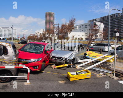 Suminoe-ku, Osaka city, Japan. 5th Sep, 2018. Debris is seen in Osaka on September 5, 2018, a day after powerful Typhoon Jebi hit western Japan. Credit: AFLO/Alamy Live News Stock Photo