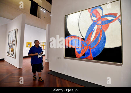 Prague, Czech Republic. 06th Sep, 2018. The Frantisek Kupka (1871-1957)  exhibition organised by National Gallery in cooperation with French Reunion  de musees nationaux Grand Palais and Ateneum Art Museum in Helsinki, was  opened on September 6 ...