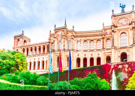 View on Bavarian Parliament in autumn, Munich - Germany Stock Photo