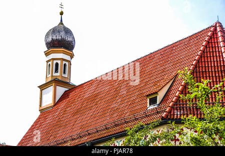 view on chapel tower of castle of Blutenburg next to Munich - Germany Stock Photo