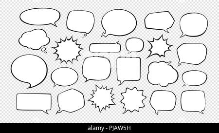 Set of comic speech bubbles. Cartoon vector illustration Stock Vector