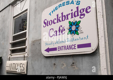 Theresa's Stockbridge Cafe sign - formerly Alice's Restaurant Stock Photo