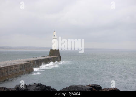 Aberdeen Lighthouse on Cloudy Day Stock Photo