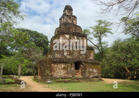 Ancient ruins in Sri Lankan jungle (Polonnaruwa, Vatadage) Stock Photo