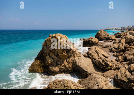 Mediterranean landscape with azure sea, Rhodes island - Greece