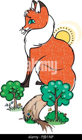 Cute fox cartoon. Vector illustration Stock Vector