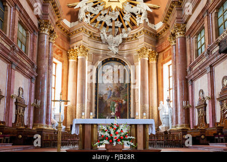 Szombathely, Hungary - Aug 27, 2018: Our Lady of the Visitation Cathedral internal view also called Szombathely Catholic Cathedral. Stock Photo