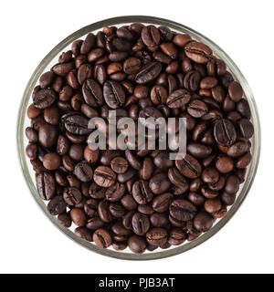 Roasted coffee in glass bowl isolated on white background with clipping path Stock Photo