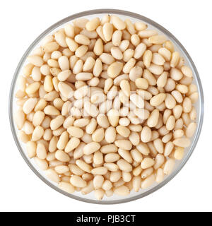 Shelled cedar pine nuts isolated on white background with clipping path Stock Photo
