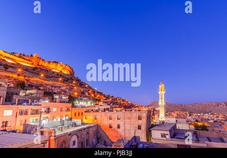 Sunrise landscape view of old Mardin city,a popular city for locals and tourist and located in southeastern of Turkey. Stock Photo