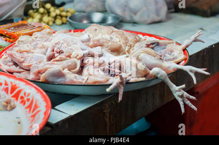 Raw Chicken for sale at market in Phuket Thailand Stock Photo