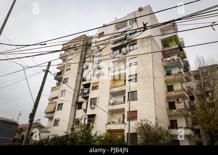 Street scenes in the center of Tirana, capital of the Balkan state and poorhouse of Europe Albania. Stock Photo