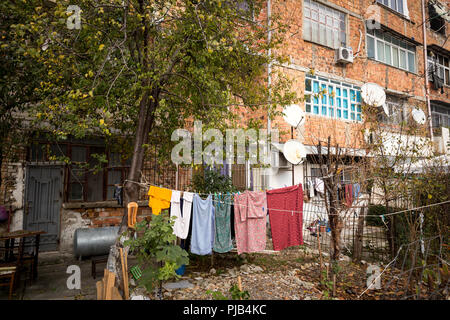 Street scenes in the center of Tirana, capital of the Balkan state and poorhouse of Europe Albania. Stock Photo