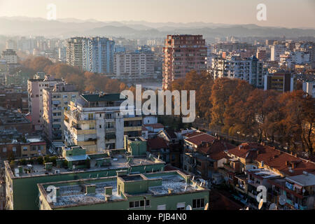 City Views of Tirana, capital of the Balkan state and poorhouse of Europe Albania. Stock Photo