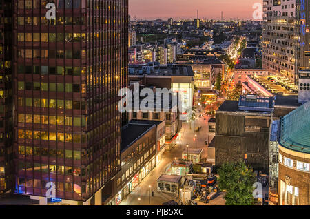 Rotterdam, The Netherlands, August 31, 2018: aerial view of Binnenwegplein and adjacent buildings just after sunset Stock Photo