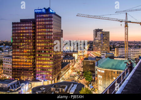 Rotterdam, The Netherlands, August 31, 2018: view in western direction along the historic Binnenweg axis, during the blue hour Stock Photo