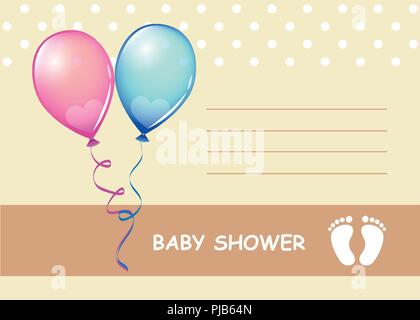 baby shower greeting card boy and girl vector illustration EPS10 Stock Vector