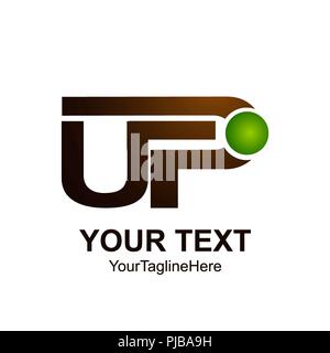 Initial letter UP logo template colored brown green design for business and company identity Stock Vector