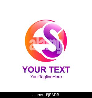 Initial letter ES logo template colorfull circle design for business and company identity Stock Vector