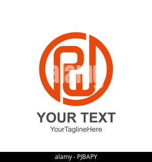 Initial letter PW logo template colored orange circle design for business and company identity Stock Vector