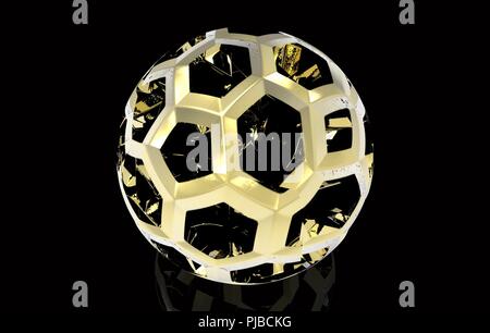 Golden spherical ball 3D rendering Isolated on a black background Stock Photo