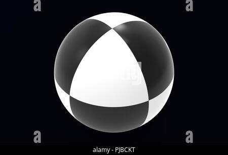 black white sport ball 3D rendering Isolated on a black background Stock Photo