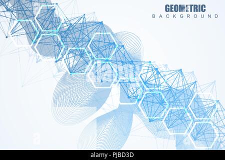 Science network pattern, connecting lines and dots. Global network connection vector Stock Vector