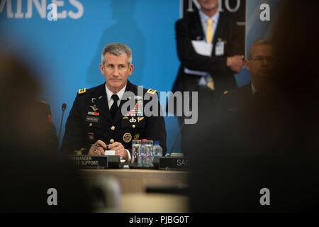 General John W. Nicholson Jr., Resolute Support Mission commander, waits before a gathering of the North Atlantic Council during the Brussels Summit at NATO HQ, Brussels, July 12, 2018. The Brussels Summit is the 28th NATO Summit in the history of the organization. (NATO Stock Photo