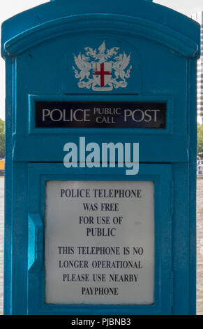 vintage or hiistoric police public call box or post in central london. out of use police call box. Stock Photo