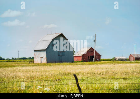 Farm buildings, barns, in rural Kansas, a few miles from Wichita, USA. Stock Photo