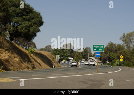 Argonaut Way, Jackson CA, gold rush country Stock Photo