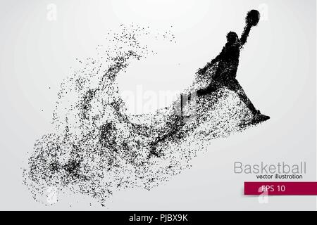 Basketball player from particles. Background and text on a separate layer, color can be changed in one click. Basketball abstract Stock Vector