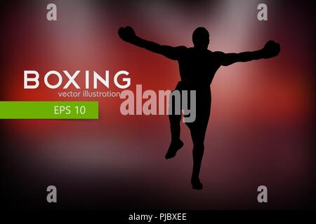 Boxer silhouette. Background and text on a separate layer, color can be changed in one click. Stock Vector