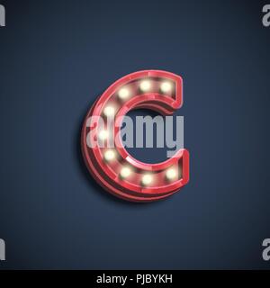 Realistic font character with lamps, vector illustration Stock Vector