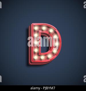 Realistic font character with lamps, vector illustration Stock Vector