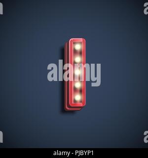 Realistic font character with lamps, vector illustration Stock Vector