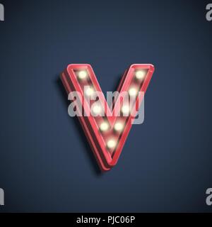 Realistic font character with lamps, vector illustration Stock Vector