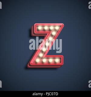 Realistic font character with lamps, vector illustration Stock Vector