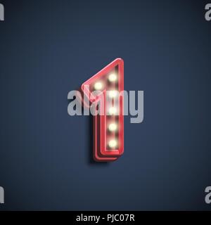 Realistic number character with lamps, vector illustration Stock Vector