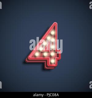 Realistic number character with lamps, vector illustration Stock Vector