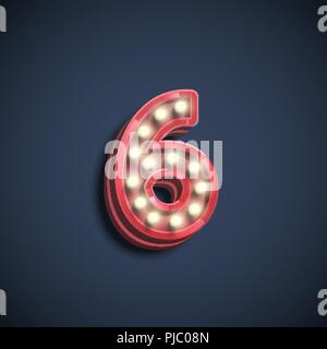 Realistic number character with lamps, vector illustration Stock Vector