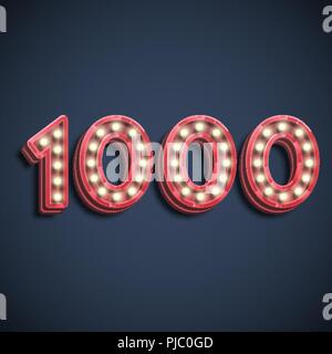 Realistic number character with lamps, vector illustration Stock Vector
