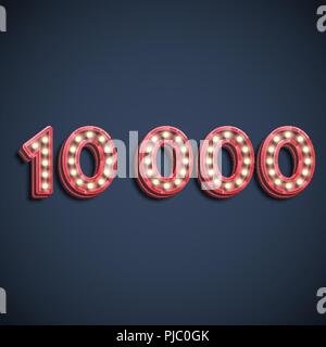 Realistic number character with lamps, vector illustration Stock Vector